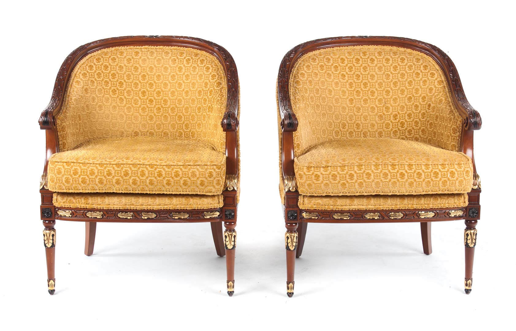 Appraisal: Pair of Louis XVI style upholstered tub chairs th century