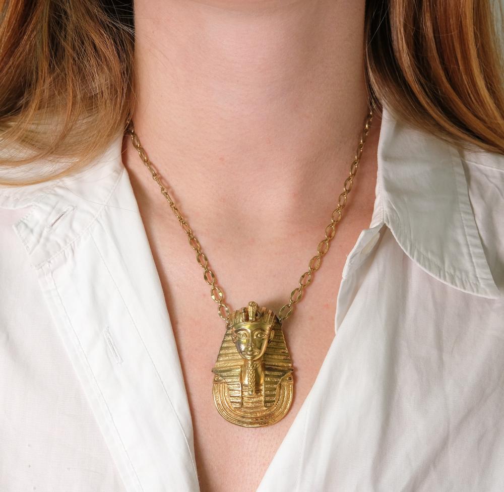 Appraisal: Sterling gold tone Reed and Barton pharaoh mask pendant necklace