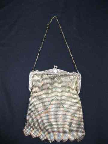 Appraisal: Enameled Mesh Evening Bag silverplate probably Whiting Davis