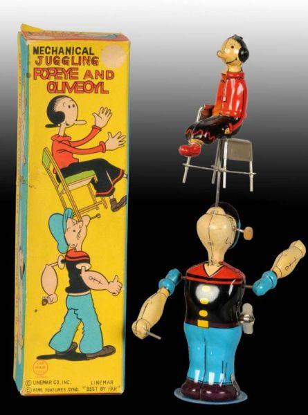 Appraisal: Linemar Juggling Popeye Olive Oyl Wind-Up in O B Description