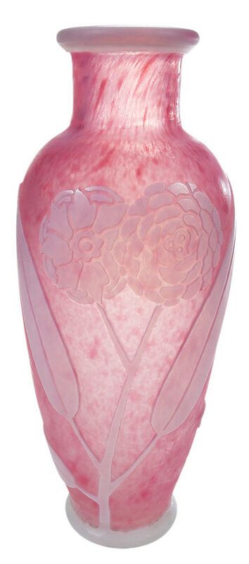 Appraisal: Steuben Acid Cut Back Rosaline Art Glass Vase attributed to