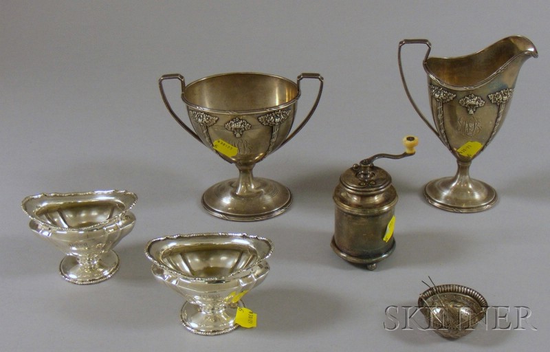 Appraisal: Six Sterling and Silver Plated Table Items a pair of