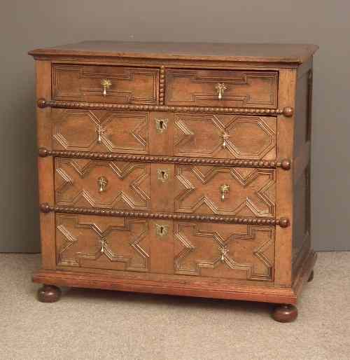 Appraisal: A late th early th Century panelled oak chest of