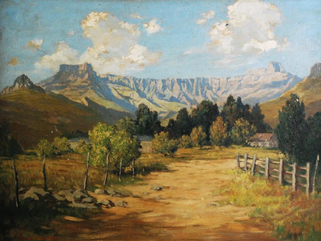 Appraisal: VICTOR SIMMONDS - OIL ON CANVASRural landscape with mountains in