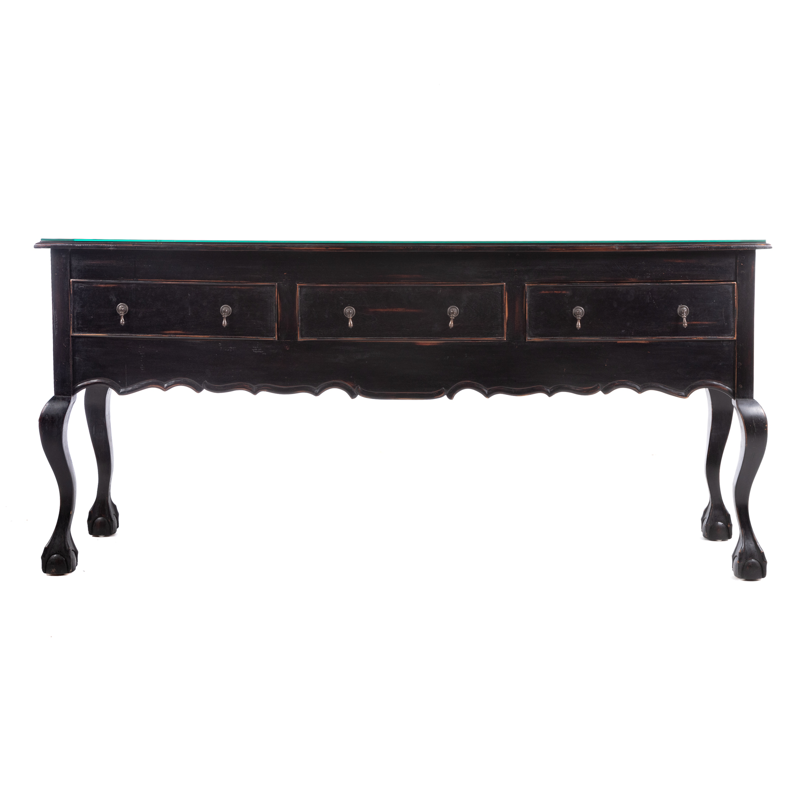 Appraisal: CHIPPENDALE STYLE EBONIZED MIRRORED TOP SIDEBOARD th century with removable