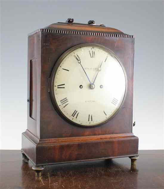 Appraisal: A Regency mahogany hour repeating bracket clock with plain case