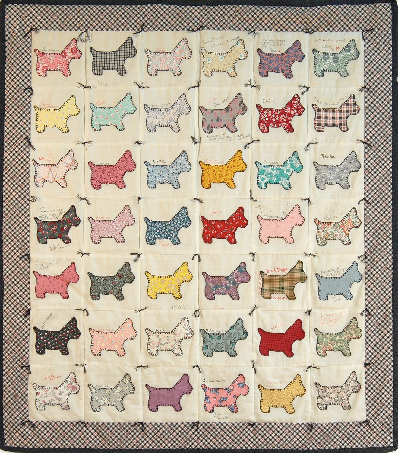 Appraisal: QUILTED 'SCOTTIE DOG' WALL HANGING made by Lee Snow Dec