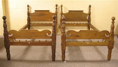 Appraisal: PAIR OF AMERICAN PINE POPLAR TWIN BEDS Circa 's -