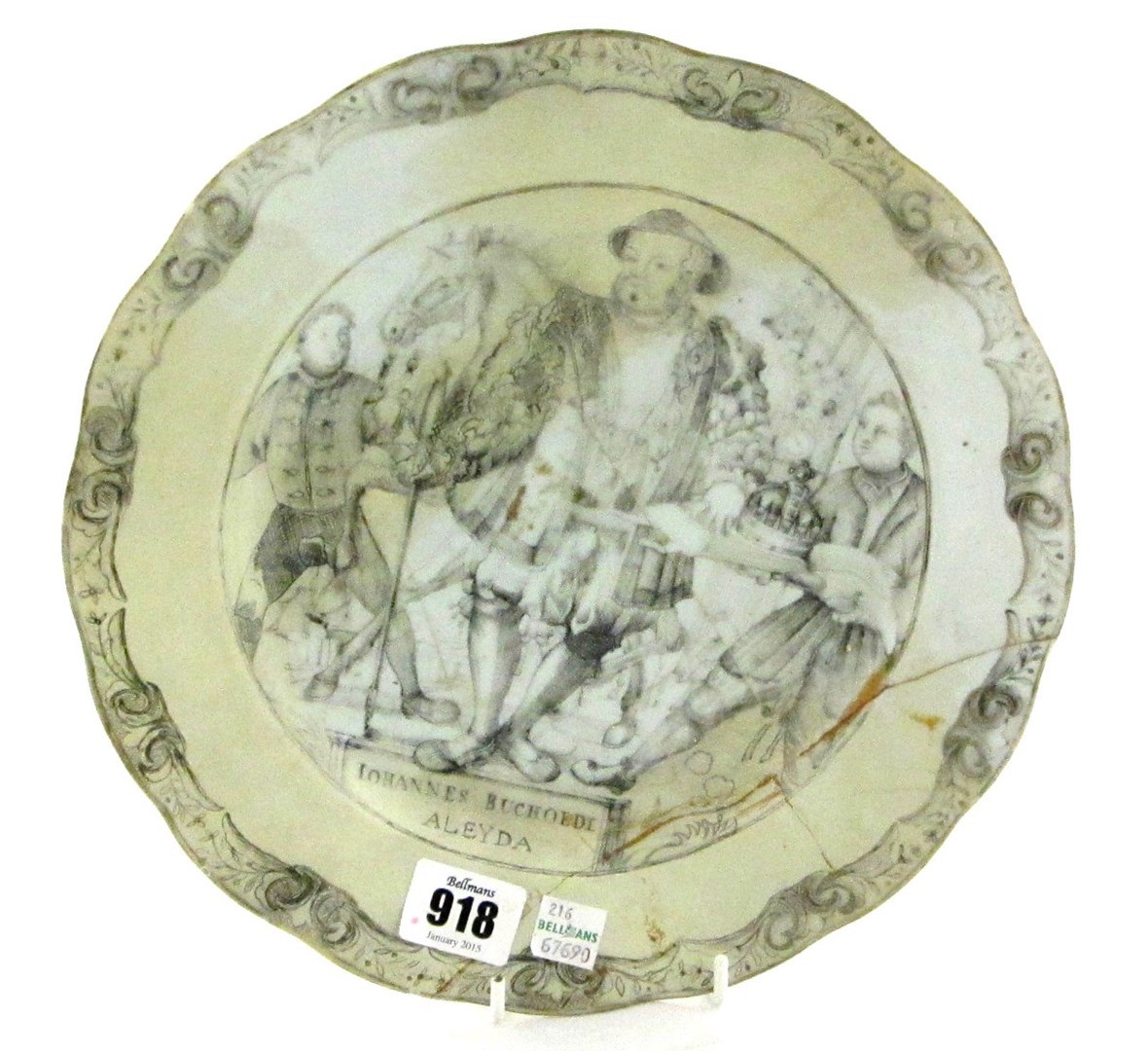 Appraisal: A rare Chinese export plate Qianlong painted en grisaille and