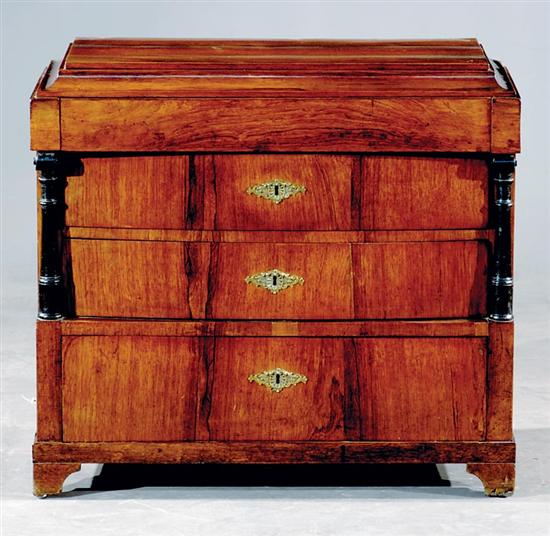 Appraisal: Diminutive Biedermeier rosewood chest of drawers circa rectangular form with