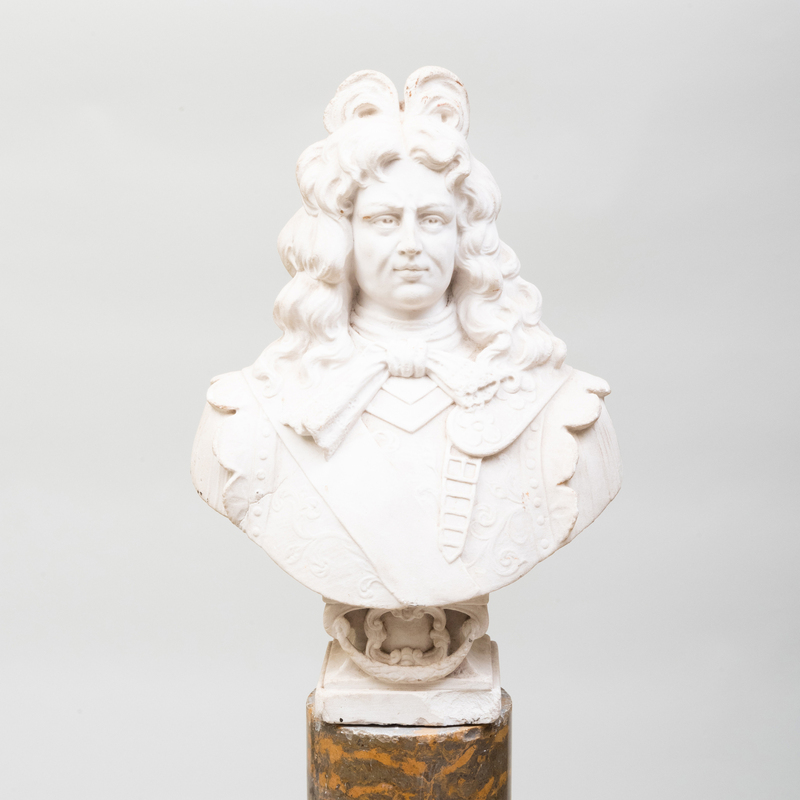 Appraisal: CONTINENTAL CARVED MARBLE BUST OF A EUROPEAN ARISTOCRAT ON A