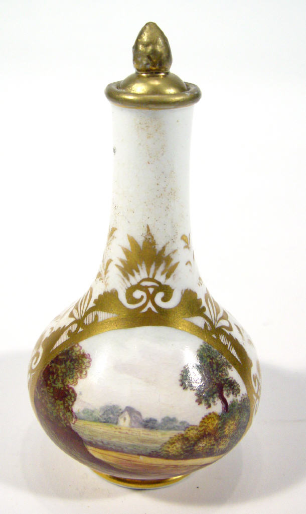 Appraisal: th Century Derby porcelain scent bottle and stopper hand painted