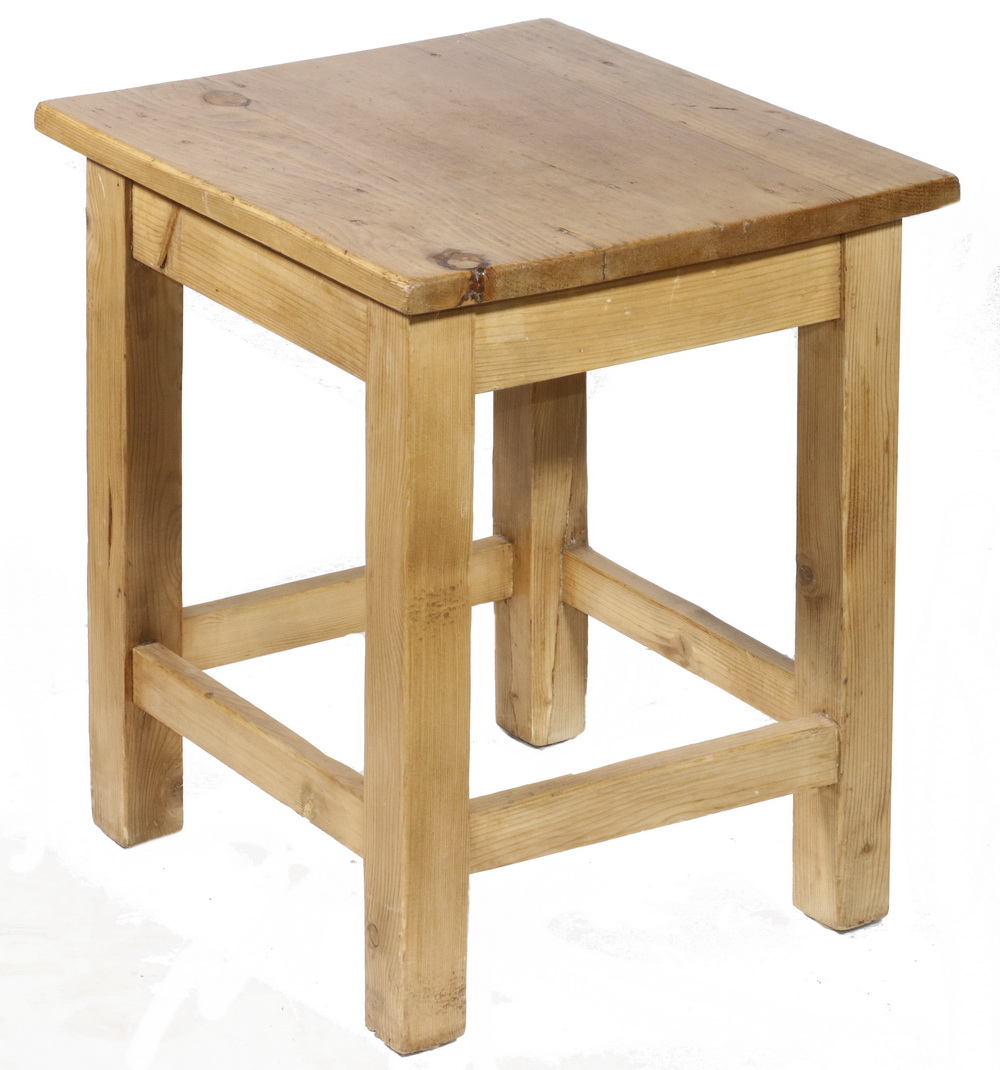 Appraisal: SCRUBBED PINE SQUARE TOP TABLE Small scrubbed pine square top