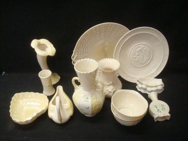 Appraisal: BELLEEK Pieces of Assorted With a green label From a