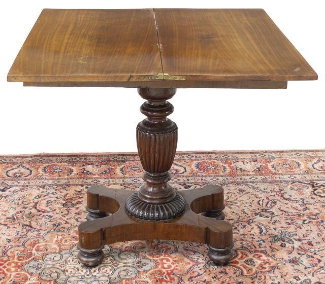 Appraisal: Danish mahogany games table th c hinged top rotates to