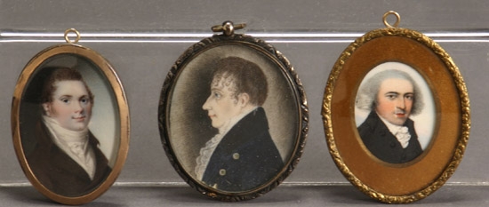 Appraisal: American or British School th- th Century Portrait Miniatures of