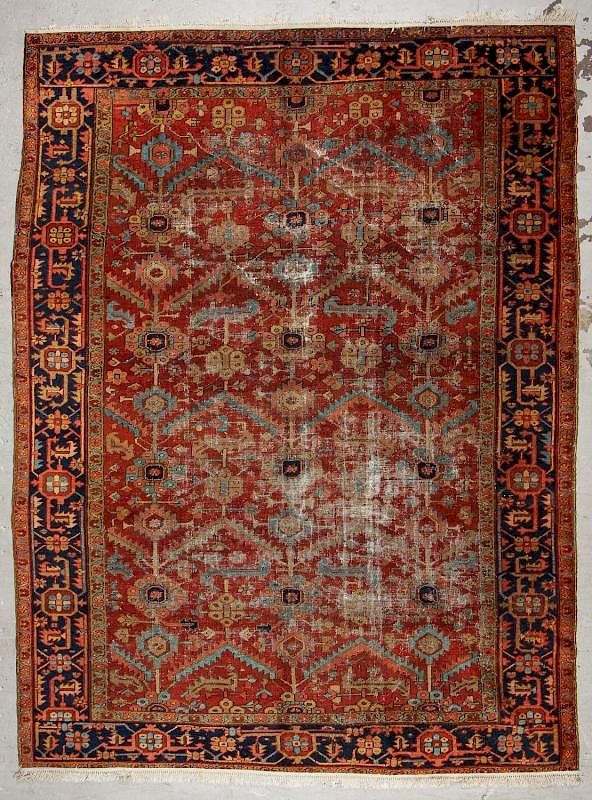 Appraisal: Antique Heriz Rug Persia ' '' x ' '' Antique