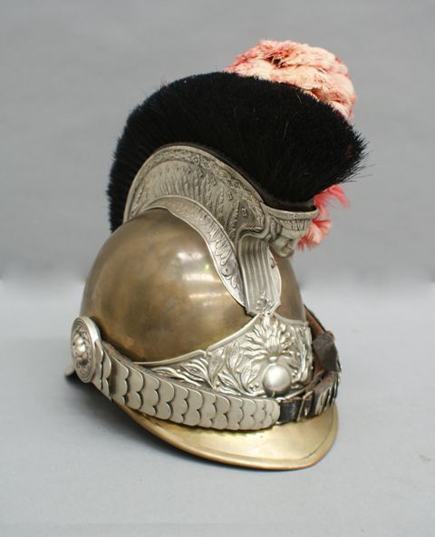 Appraisal: French Cuirassiers Troopers helmet in brass with scull and white