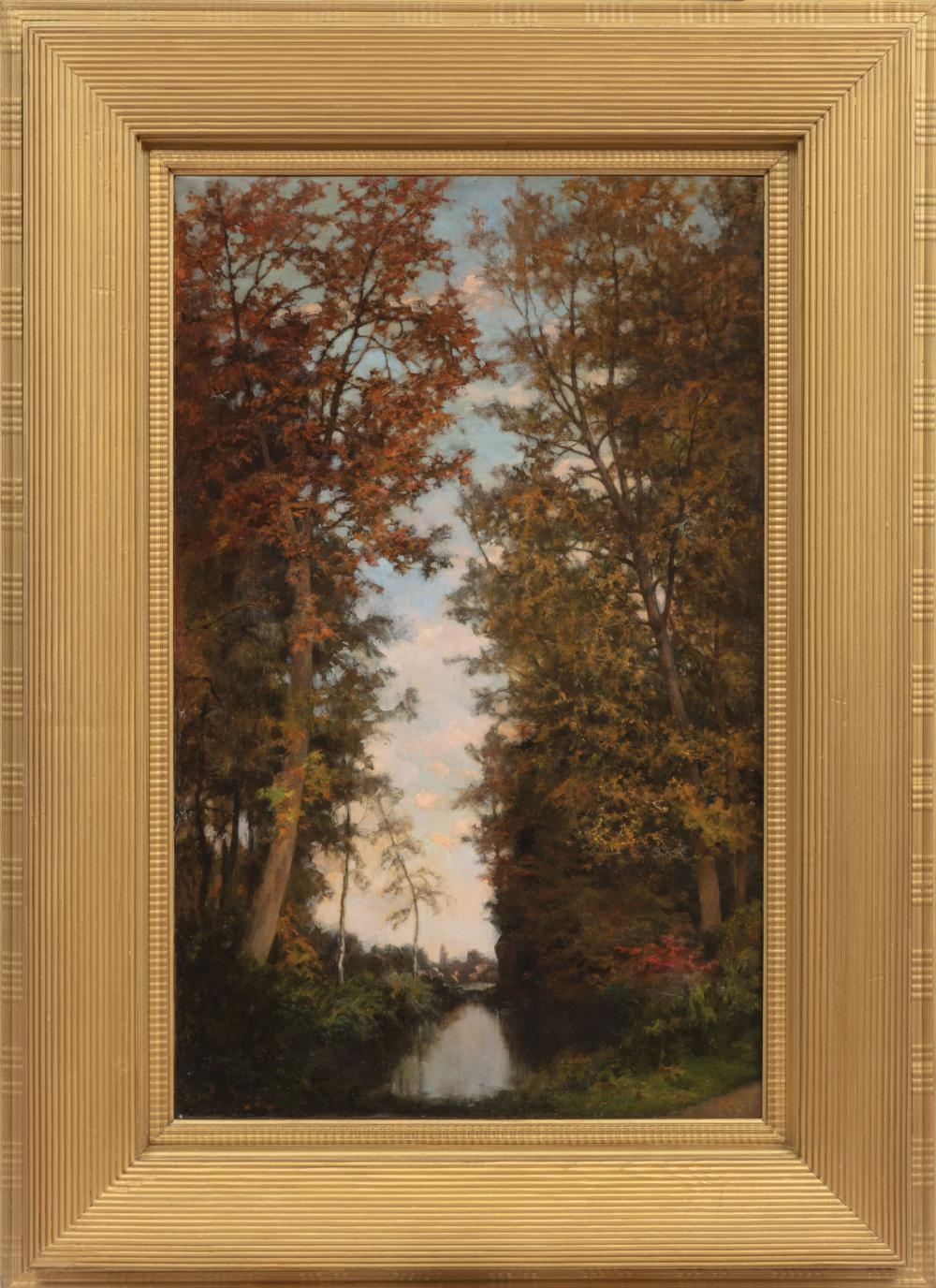 Appraisal: French School th c Sunset in Autumn oil on canvas