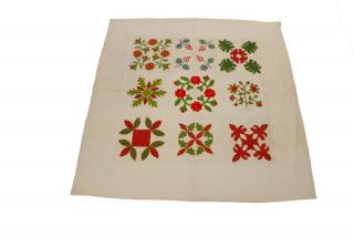 Appraisal: American Album Quilt with Flower Design Blocks American possibly Baltimore