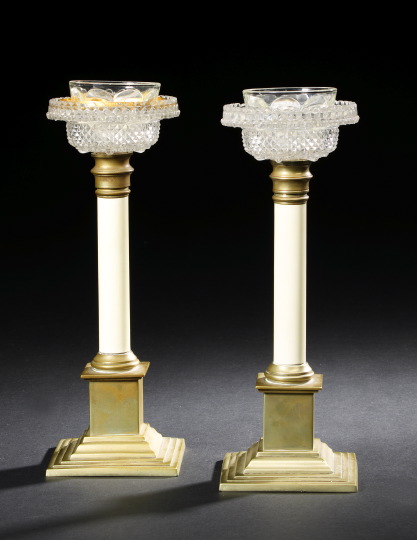 Appraisal: Pair of English Weighted Paktong and Glass Cricklites in the