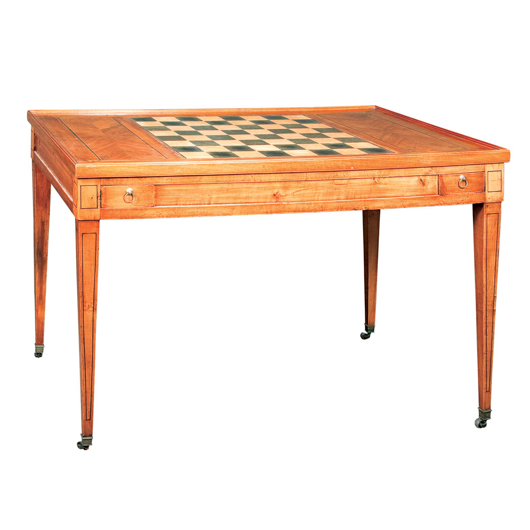 Appraisal: Louis XVI Fruitwood Tulipwood Ebony and Ivory Inlaid Tric-Trac Table