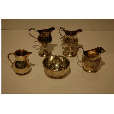 Appraisal: Group of Five English Silver Table Articles Estimate -