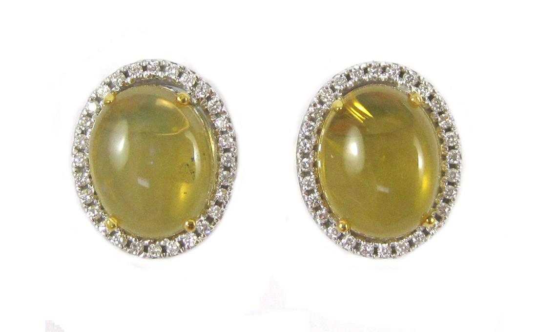 Appraisal: PAIR OF CITRINE AND DIAMOND EARRINGS each k white gold