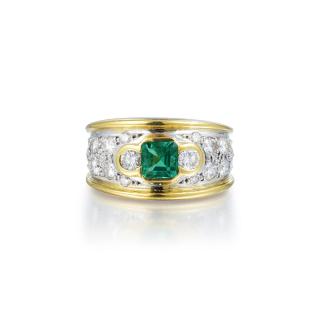 Appraisal: An Emerald and Diamond Ring Featuring a beautiful lively emerald