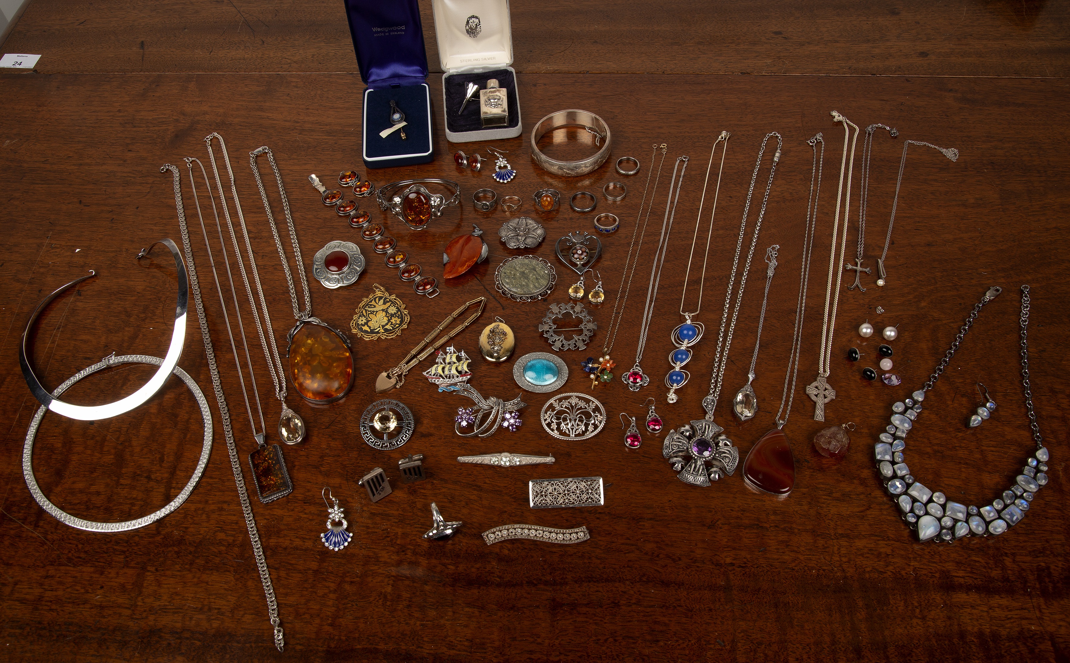 Appraisal: Collection of silver and white metal jewelleryincluding a pair of