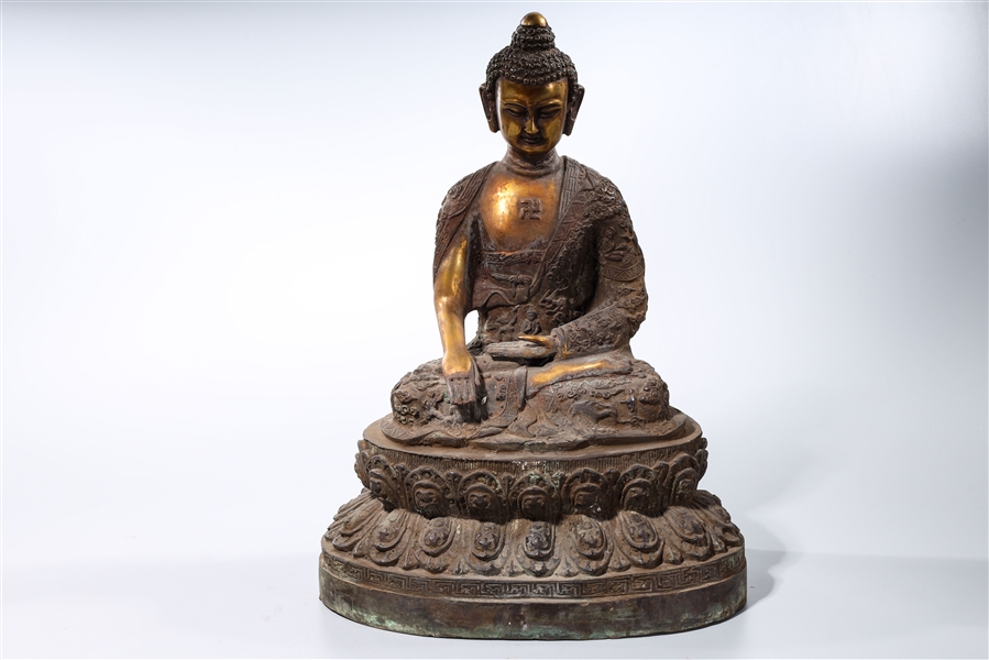 Appraisal: Chinese bronze seated Buddha x x approx