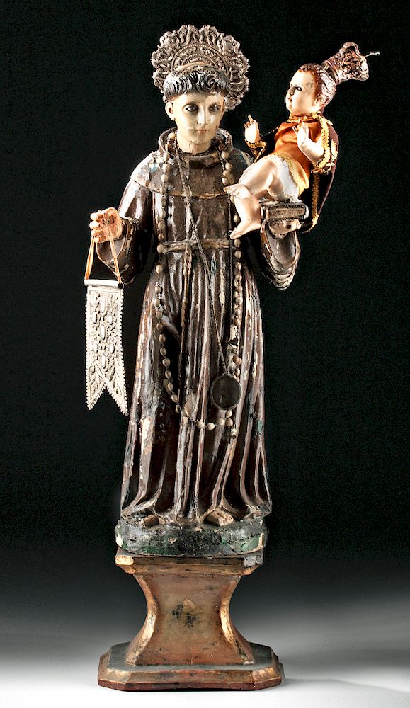 Appraisal: th C Mexican Santo - St Anthony of Padua w