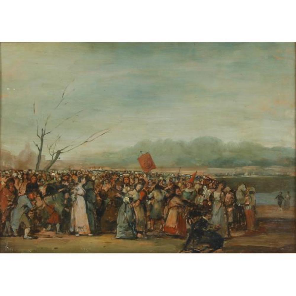 Appraisal: EUGENIO LUCAS VELAZQUEZ SPANISH - MASTER PAINTING CARNIVAL CROWD SCENE