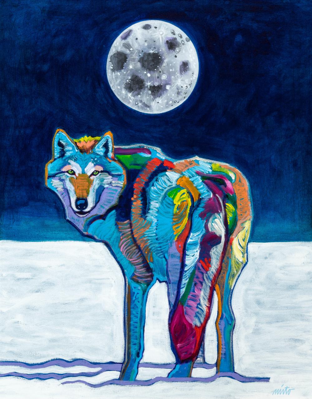 Appraisal: John Nieto - Wolf in the Moonlight acrylic on canvas