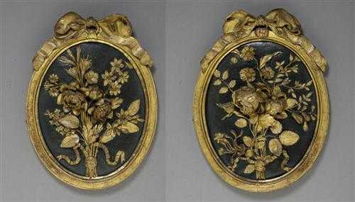 Appraisal: PAIR OF MEDALLIONS Louis XVI probably France th century Carved