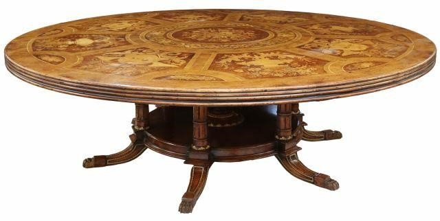 Appraisal: Monumental Italian marquetry and natural wood dining table Francesco Molon