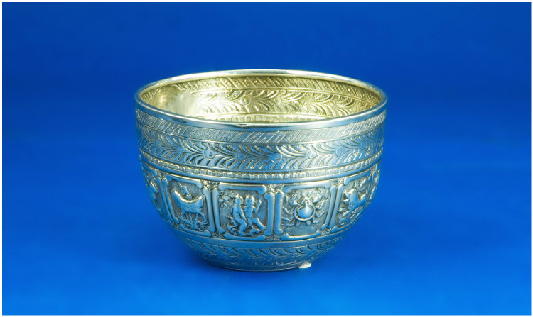 Appraisal: Victorian Silver Bowl With signs of the Zodiac embossed around