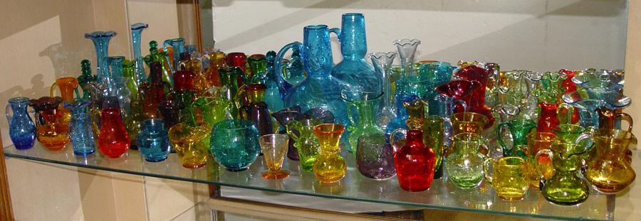 Appraisal: LARGE PIECE ESTATE COLLECTION OF CRACKLE GLASS Approx pieces in