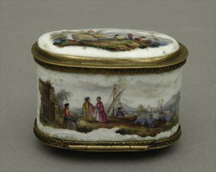 Appraisal: German Porcelain Double-Sided Snuff Box x in