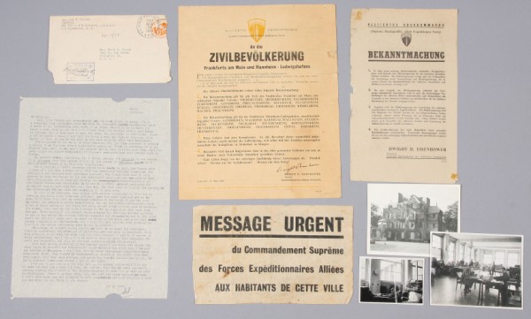 Appraisal: Grouping of SHAEF related leaflets including Eisenhower victory letter leaflet