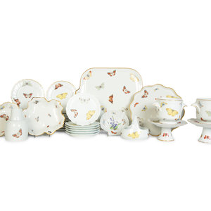 Appraisal: A Limoges Porcelain Butterfly-Painted Dessert Service th Century comprising serving