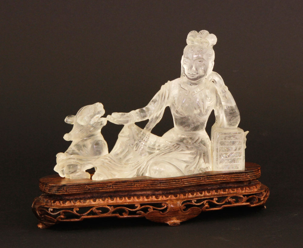 Appraisal: - Chinese Guan Yin Figure Rock Crystal Chinese carved figure