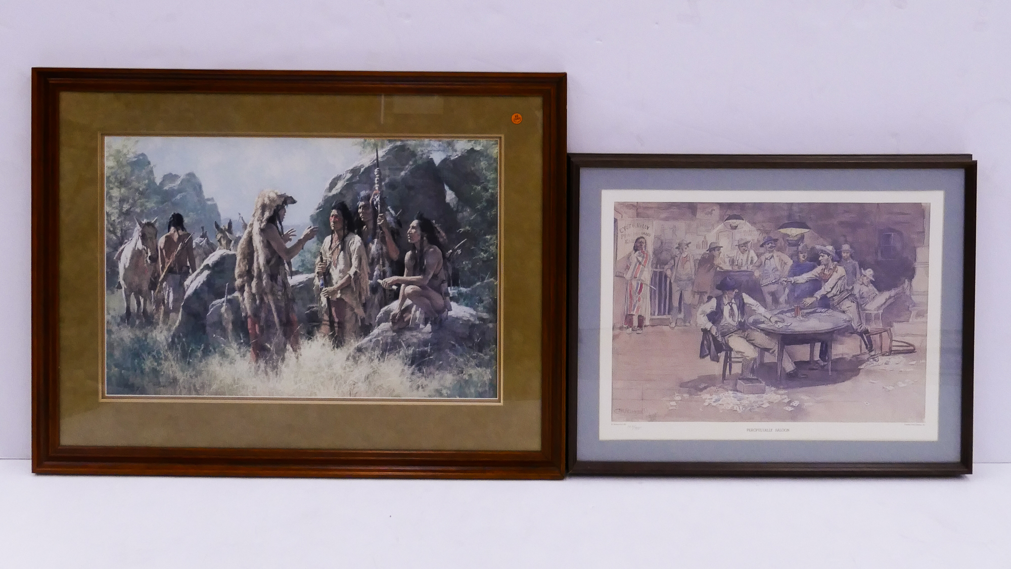 Appraisal: pc Howard Terpning Charles Russell Framed Western Prints- largest x