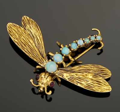 Appraisal: A k Gold and Opal Dragonfly Brooch k yellow gold