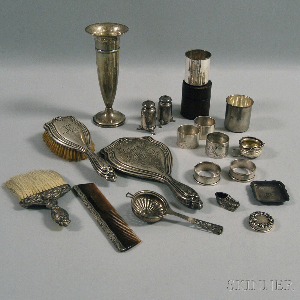 Appraisal: Group of Sterling Silver Tableware and Dresser Items including a