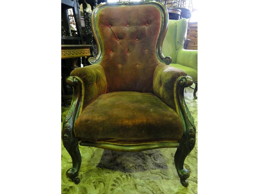 Appraisal: A Victorian spoon back drawing room chair with upholstered seat