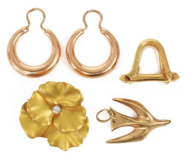 Appraisal: lot Estate gold jewelry kt yellow gold tested stirrup form