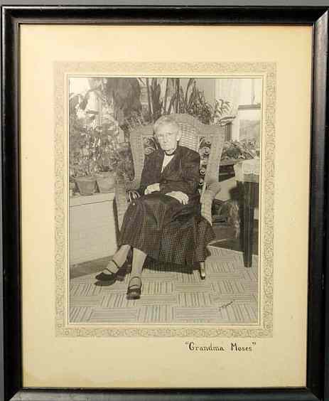 Appraisal: Framed photograph of Grandma Moses by Rudolph Rissland x