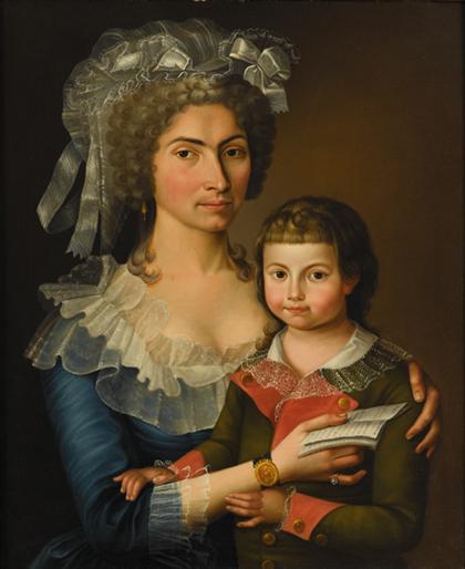 Appraisal: GERMAN SCHOOL late th century PORTRAIT OF A MOTHER AND