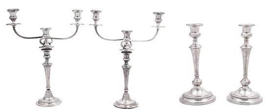 Appraisal: A Pair of American Silver Candelabra and a Pair of